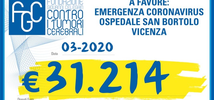 LA FONDAZIONE CELEGHIN DONA 31.214 EURO ALL’ Ospedale San Bortolo di VICENZA LA FONDAZIONE CELEGHIN DONA 31.214 EURO ALL’ Ospedale San Bortolo di VICENZA